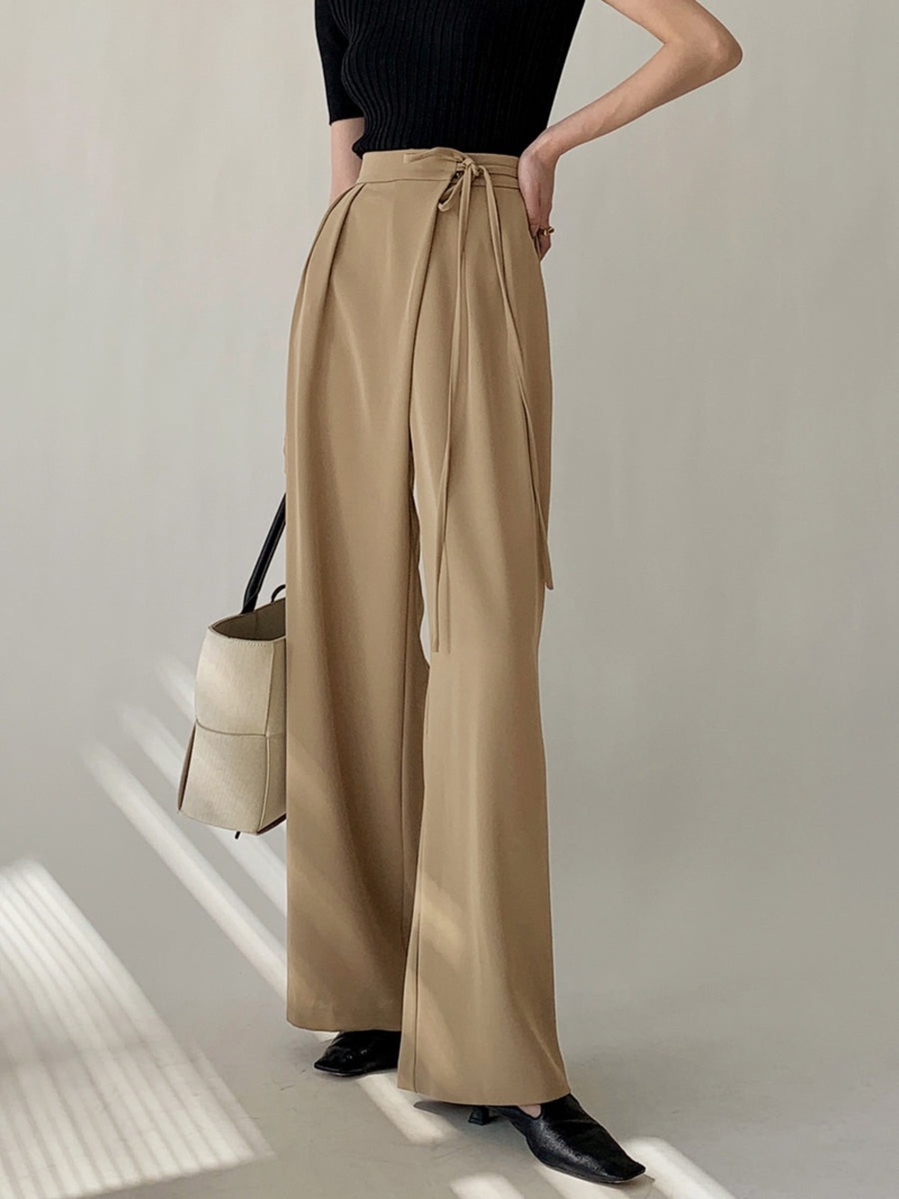NWOT Commense Tie Waist Flowy Wide Leg Dress Pants